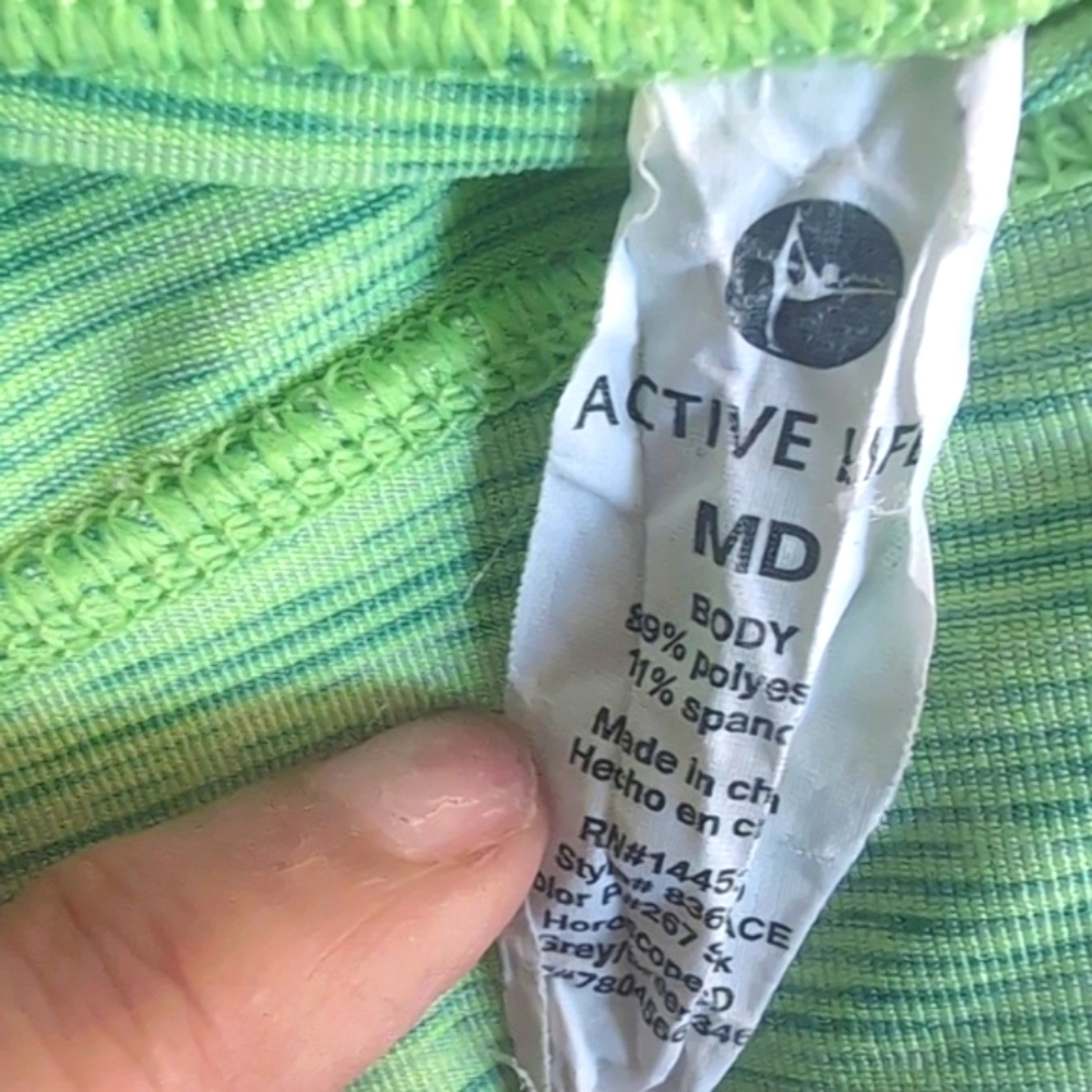 Active Leggings Green and Black Neon Size Medium - Picture 12 of 12